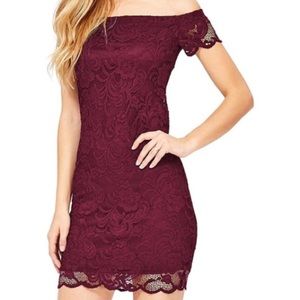 🍷AMBIANCE🍷LACE OFF-SHOULDER BODY-CON DRESS🍷